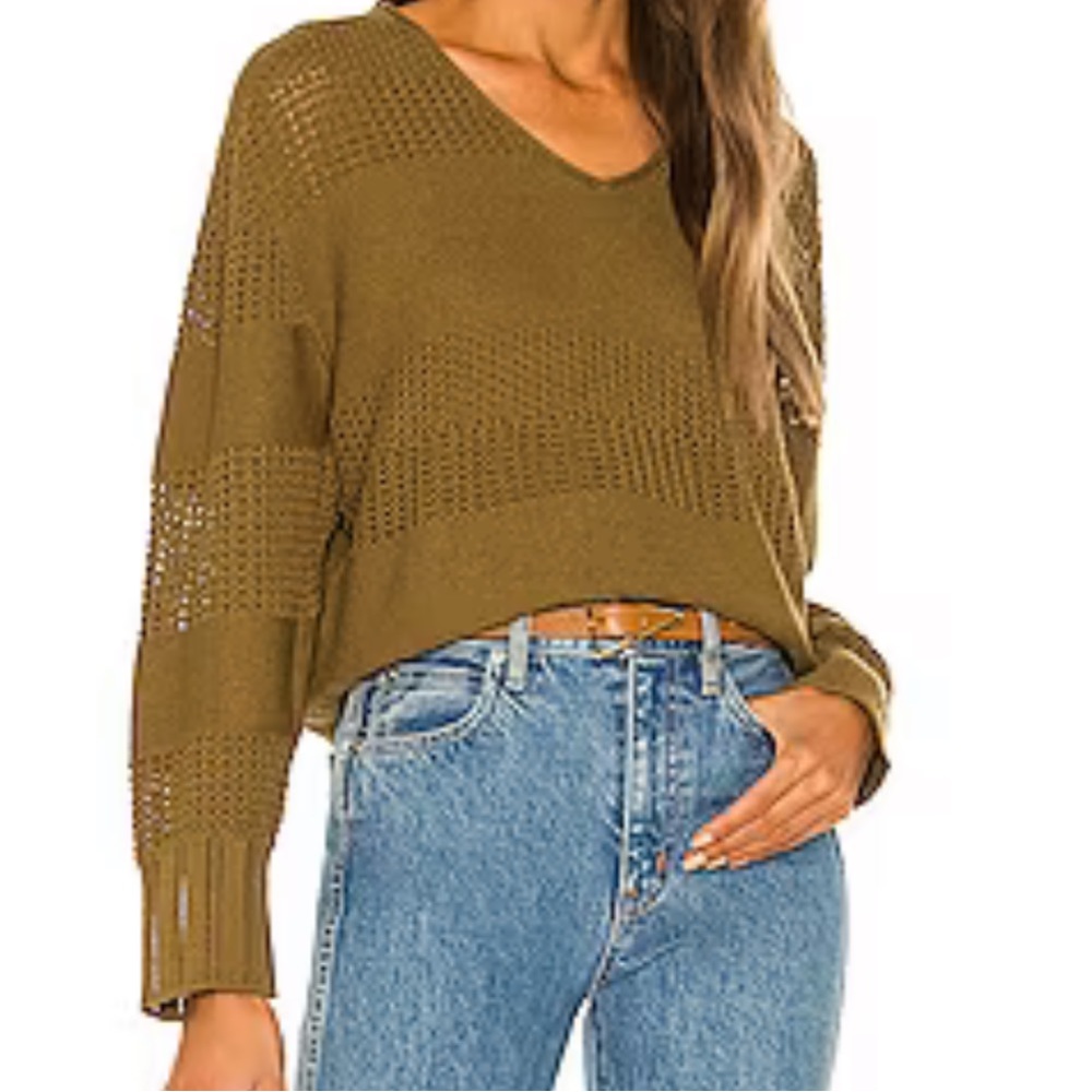 Rag & Bone Faye Military Crochet Knit V-Neck Sweater Size medium‎ NWT